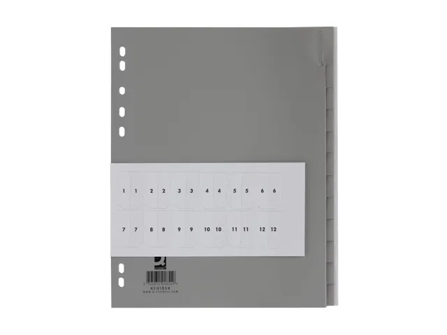 Tabbladen A4 Blanco PP 12 delig 4-Gaats Grijs