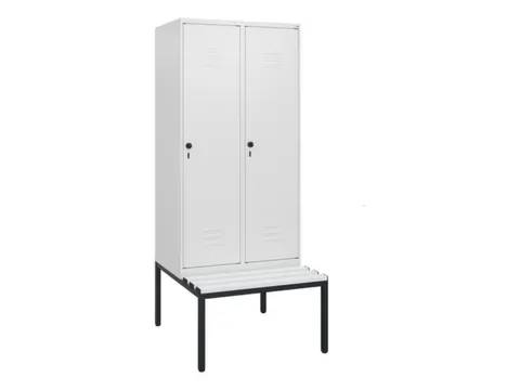 locker met bank,HxBxD 1950x800x815mm,2vak,vak B 400mm,draaigrendel