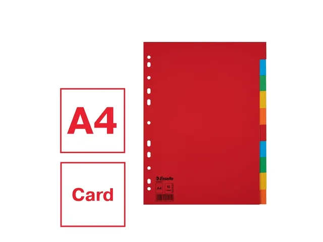 Tabbladen Esselte A4 11-gaats Karton 10-delig Blanco Tabs Kleur