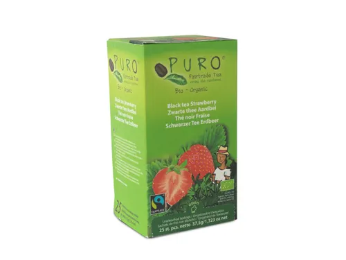 Puro Bio thee Aardbei zwarte thee Fairtrade 25 zakjes