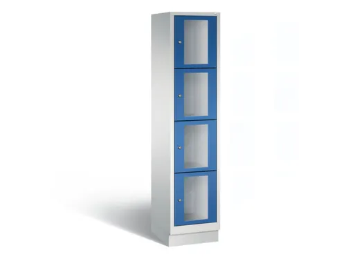 Lockerkast 1800x420x500mm 1x4 vakken Cilinderslot, Sokkel, RAL5010