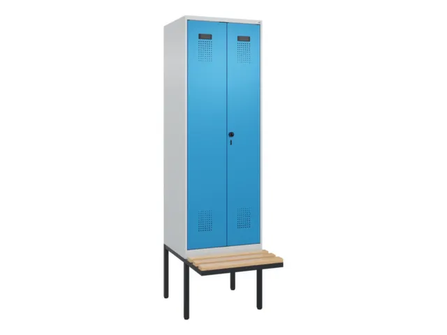 locker met bank,voor scheiding van kleding,HxBxD 2120x600x815mm,2vak