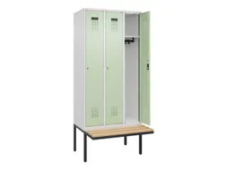 locker met bank,HxBxD 2120x900x815mm,3vak,vak B 300mm,cilinderslot