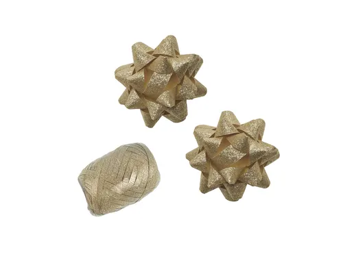 Polyband combi set glitter goud cadeaulint 1 ei 2 rozetten