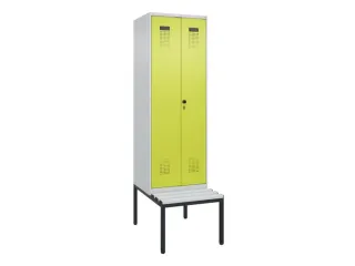 locker met bank,voor scheiding van kleding,HxBxD 2120x600x815mm,2vak - 2