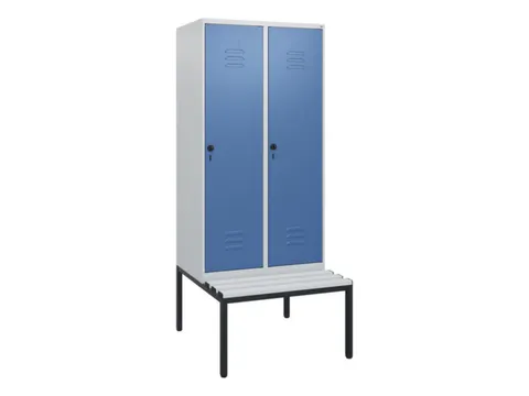 locker met bank,HxBxD 1950x800x815mm,2vak,vak B 400mm,draaigrendel