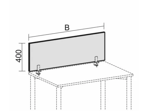 Bureauwand H X B X D 400x1400x 27mm Grijs