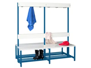 dubbele zitbank HxLxD 1600x1500x770mm Kunststof Wit RAL5010 Blauw - 2