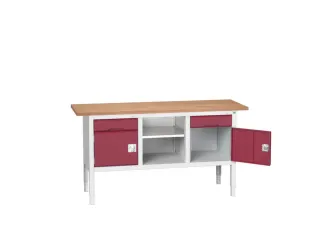 werkbank,HxBxD 830-930x1750x600mm,multiplexblad,uitrusting: 2laden - 1