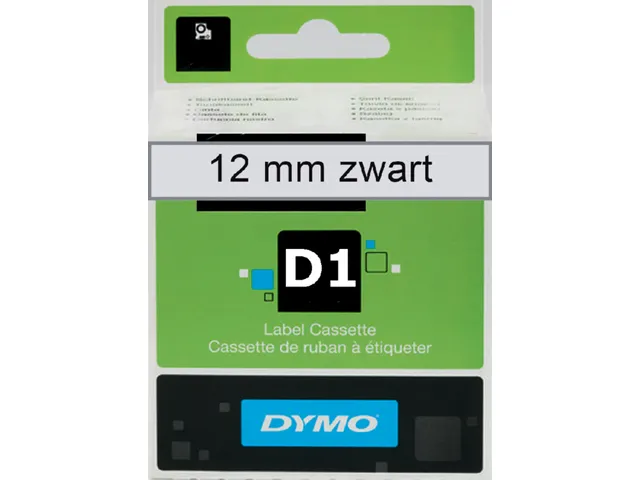 Labeltape Dymo 45010 D1 S720500 12mmx7m zwart op transparant