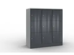 lockerkast cil.slot 1255x1150x540mm 3x3 vakken RAL7021 front RAL7021