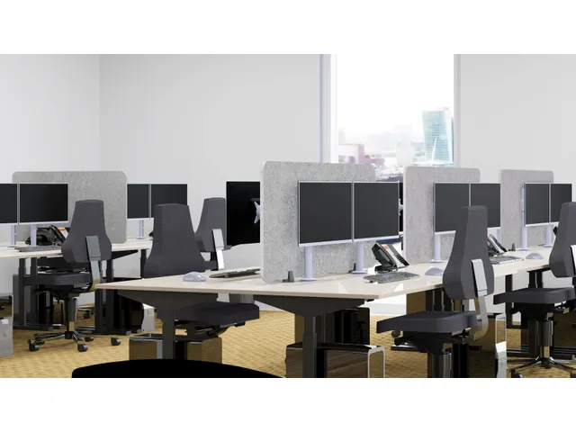 Akoestisch PET-vilt scheidingsscherm bureau lichtgrijs 60x120cm