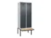 locker met bank,voor scheiding van kleding,HxBxD 2120x800x815mm,2vak