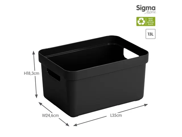 Sigma Home opbergbox 13L zwart - 35x24,6x18,3cm