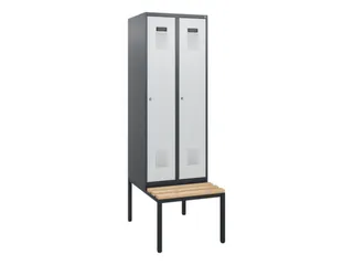 locker met bank,HxBxD 1950x600x815mm,2vak,vak B 300mm,cilinderslot - 2