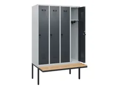locker met bank,HxBxD 1950x1200x815mm,4vak,vak B 300mm,draaigrendel