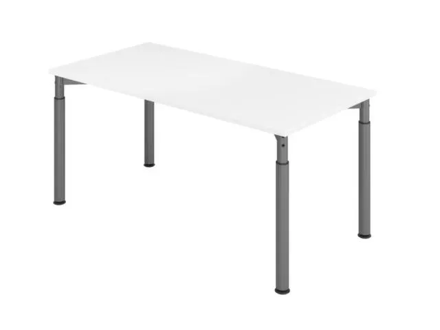 bureau,HxBxD 680-820x1600x800mm,blad wit,4voeten grafiet,ronde buis