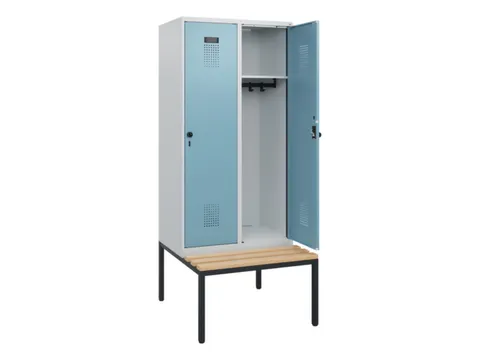 locker met bank,HxBxD 1950x800x815mm,2vak,vak B 400mm,draaigrendel