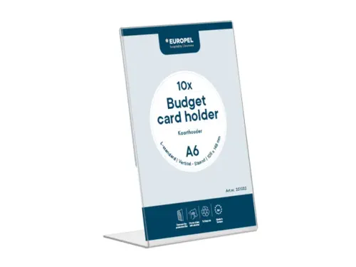 Kaarthouder Budget L-Standaard A6 1,5 Mm Staand Acryl set van 10 stuks