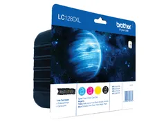 Inktcartridge Brother LC-1280XLVALBP zwart + 3 kleuren HC