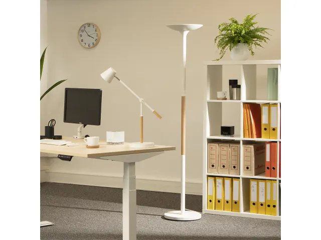 Unilux Pryska Vloerlamp LED Wit met beukenhout