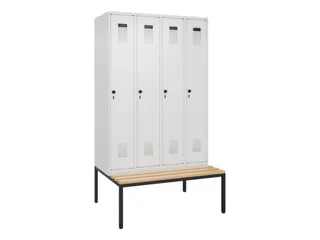 locker met bank,voor scheiding van kleding,HxBxD 2120x1200x815mm,4vak - 2