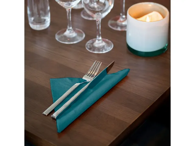 Serviette Tork Dinner 477906 Advanced Pli 1/4 Bleu-vert 39x39cm