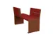 Banc opposé extérieur assise H450mm 3 lattes chêne acajou/rouille