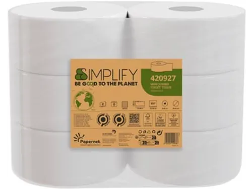 Toiletpapier Simplify Mini Jumbo 2-laags 170m 557 vel, pak à 6 rollen