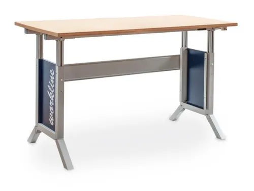 montagetafel,HxBxD 735-1100x1500x750mm,blad multiplex,RAL7035/RAL5013