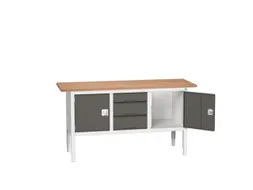 werkbank,HxBxD 830-930x1750x600mm,multiplexblad,uitrusting: 3laden
