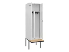 PBM-locker met bank,HxBxD 2120x600x815mm,2vak,vak B 300mm,draaigrendel