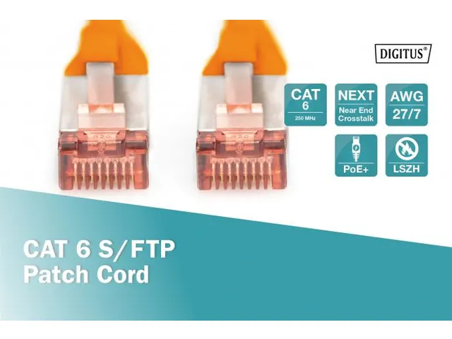 CAT 6 S-FTP patchkabel Cu LSZH AWG 27/7 Lengte 1m Oranje