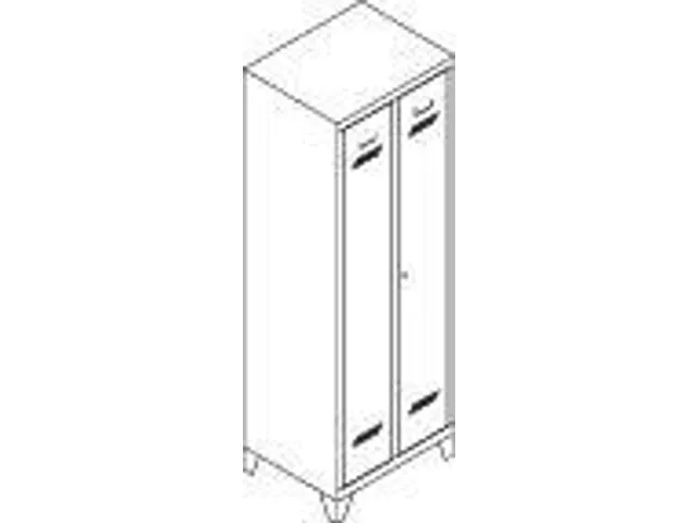 garderobekast,HxBxD 1850x600x500mm,2vak,RAL7035,front RAL7035