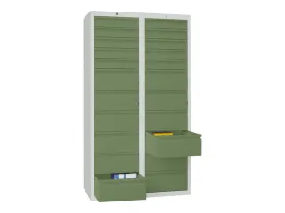 ladekast HxBxD 1800x1000x500mm 22laden RAL7035 front RAL6011 - 2
