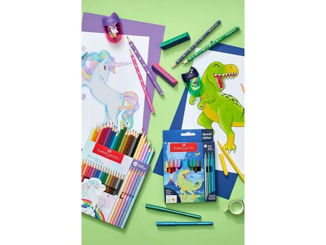 Crayon de couleur hexagonal Licorne 18 couleurs + 6 pastel
