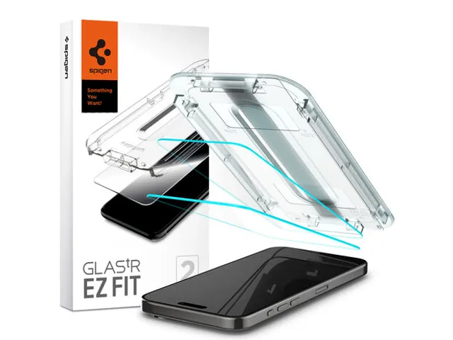 Spigen GlastR EZ Fit iPhone 15 Pro glazen screenprotector 2 pack