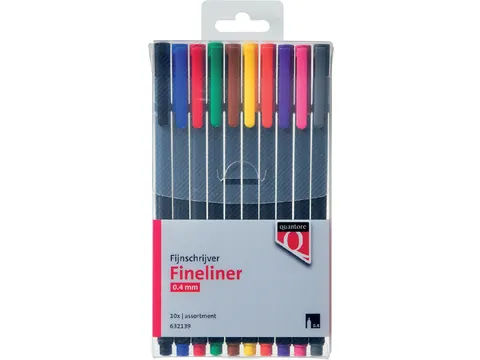 Quantore Fineliner 0.4mm assorti, etui à 10 stuks