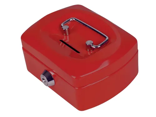 Geldkist Pavo met muntgleuf 125x95x60mm rood