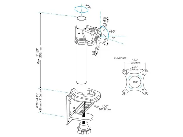 Monitorarm 1 scherm Bureauklem en doorvoer 12-30 inch