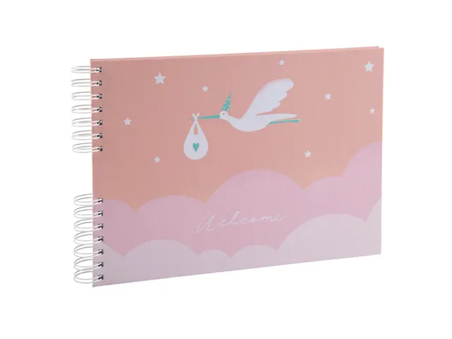 Fotoalb spi 50p.wit 32x22cm CIGOGNE roze