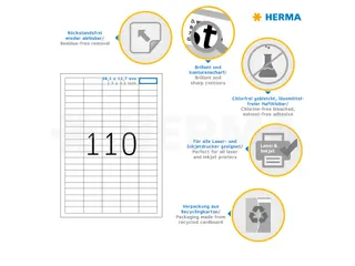 HERMA 4210 Verwijderbare etiketten A4 38,1x12,7mm Wit 2750 stuks - 3