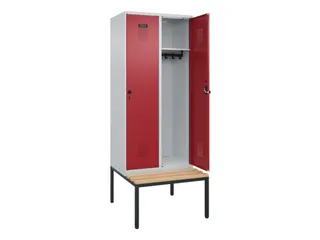 locker met bank,HxBxD 2120x800x815mm,2vak,vak B 400mm,draaigrendel - 2