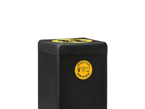 Afvalbak met bekerinzet 90 liter EarthBin geel zwart