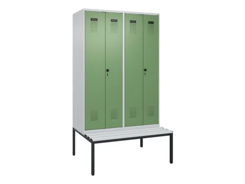 locker met bank,voor scheiding van kleding,HxBxD 2120x1200x815mm,4vak