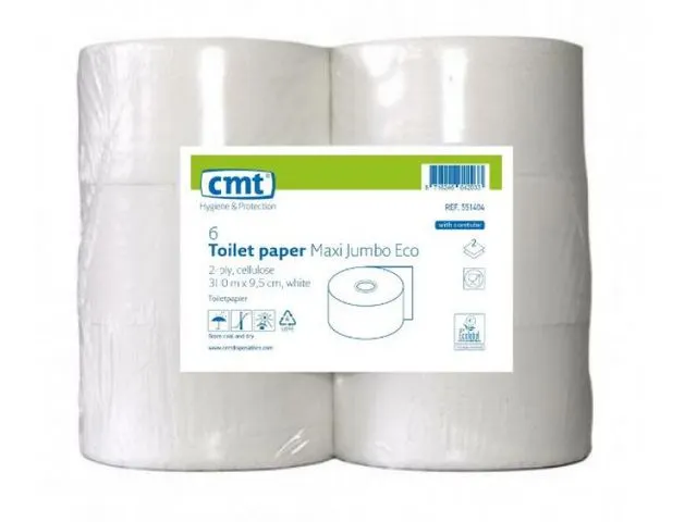 Toiletpapier Maxi Jumbo Eco Cel 2-laags 300m Wit pak 6rol