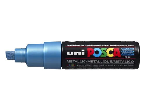 Verfstift Posca PC8K Brede punt 8mm schuin metallic blauw