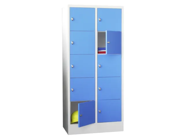 lockerkast,HxBxD 1850x800x500mm,2x5vakken,RAL7035,front RAL7035