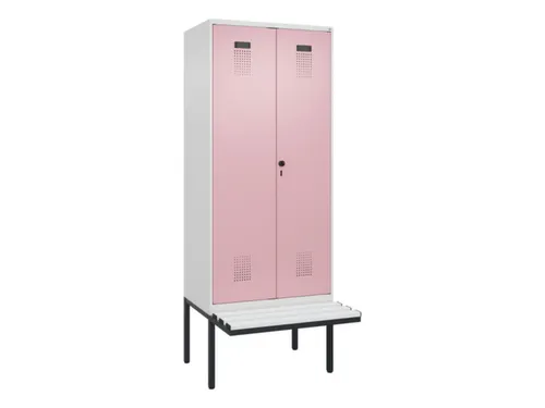 PBM-locker met bank,HxBxD 2120x800x815mm,2vak,vak B 400mm,draaigrendel