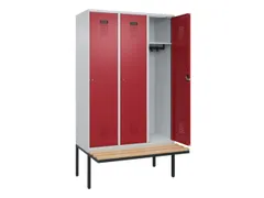 locker met bank,HxBxD 2120x1200x815mm,3vak,vak B 400mm,cilinderslot